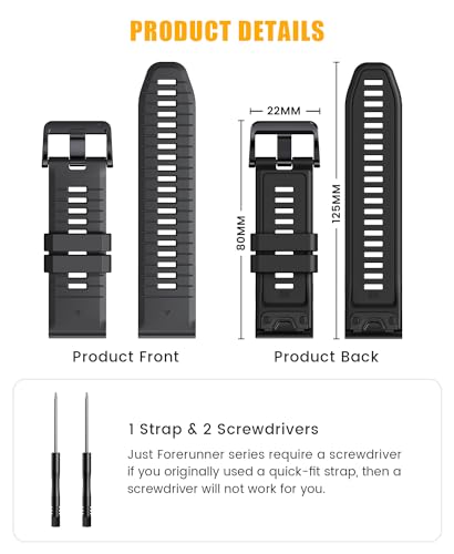 Fenix 7 Pro Band Black Soft Silicone Watch for Fitness Enthusiasts