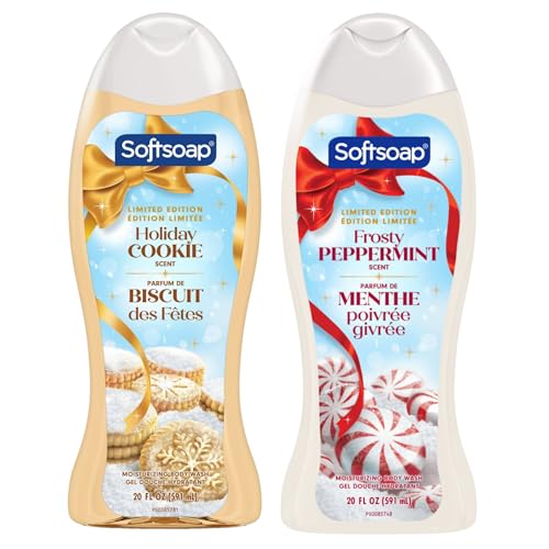 Softsoap Limited Edition Holiday Body Wash Set, Holiday Cookie and Frosty Peppermint Scents, 20 Fl Oz Each, 2-Pack
