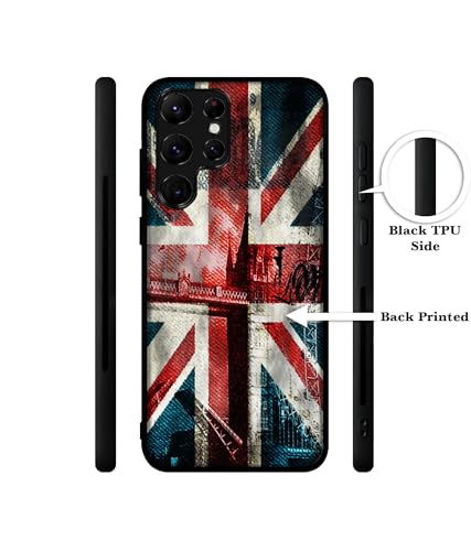 Image of London Flag Wallpaper Design Premium 2D Printed Metal Back Case Cover for Samsung Galaxy S22 Ultra 5G