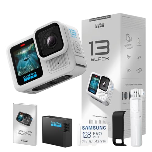 GoPro公式ストア限定 GoPro HERO13 Black ポーラーホワイト + セルフィースティック + 認定SDカード + 充電口付サイドドア 5.3K 60fps 10bit HLG-HDRビデオ 400fps 13倍スローモーション 【国内正規品】