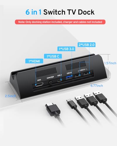 TV Docking Station for Switch and Switch OLED, Dock Station with 4K 1080P HDMI and USB 3.0 Port, Replacement for Official Switch Dock (Dock Only)