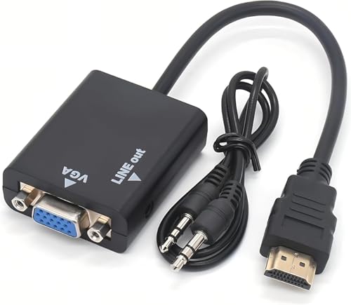 Adaptador Conversor HDMI para VGA com Áudio P2 Universal: Laptop, Desktop, Monitor, Projetor, TV e C