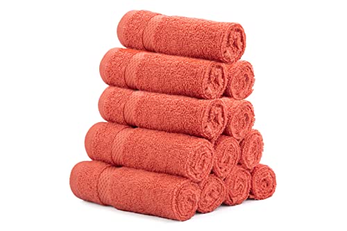 Akti Premium Cotton Wash Cloths, Pack Of 12, 13X13 Inches, 520 Gms, Durable, Quick Dry & Extra Absorbent Cleaning Cloth For Home, Spa, Hotel, Bathroom & Kitchen – Peach Washcloths #TOP2
