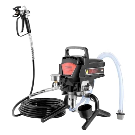 VEVOR Pulverizador de Pintura 950 W Máquinas Pintura Airless 2 L/min Pistola de Pulverización Eléctrica sin Aire Presión Máxima 3000 PSI con Manguera de 15 m para Pared, Mueble, Exterior, Interior