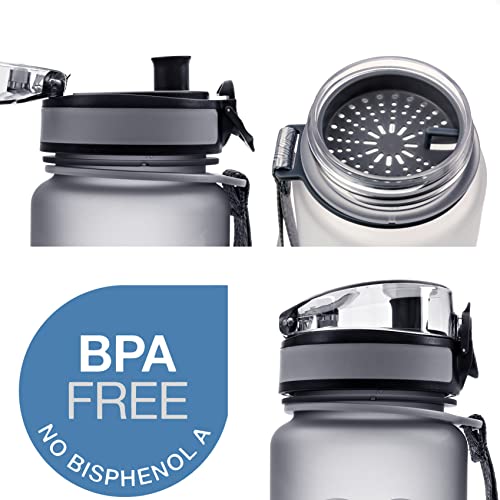 Image of Embrava Sports Water Bottle (32oz, Gray) Fast Flow Flip Top Lid