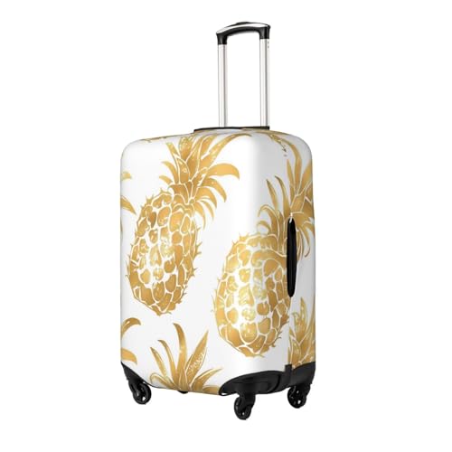 Golden Colored Pineapple Fruit Travel Luggage Cover Elastic Suitcase Covers Washable Anti Scratch Luggage Dust Covers Protector, Fits 25-28 inch Luggage, L2