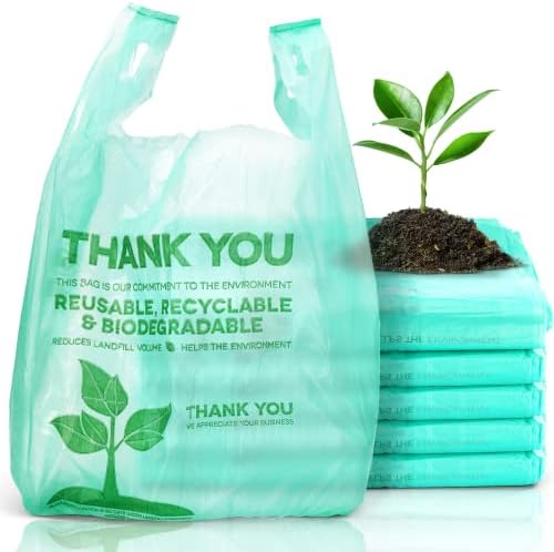 [500 Pack] Reusable Plastic T-Shirt Bag Eco Friendly Grocery Shopping Thank You Recyclable Trash Basket Bags