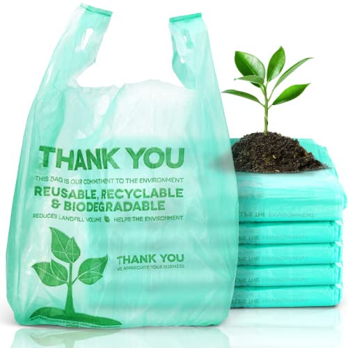 Sacs poubelle en plastique biodégradable réutilisable et respectueux de l'environnement pour les courses compostables Taille 1/6, plastique, Vert, 1/6 size