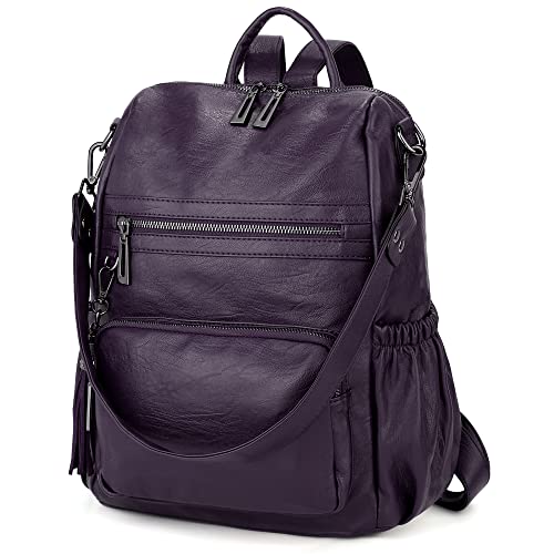 Image of UTO Women Backpack Purse Leather Vegan Ladies Fashion Designer Rucksack Convertible Travel Shoulder Bag with Tassel