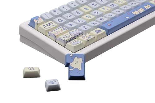 Cmokifuly Teclas Personalizadas Para Teclado Mecánico Mda Con 148 Teclas Dye-Sub, Ansi Y Extra Enter Cute Pbt Gato Azul Cmokifuly Teclas Personalizadas Para Teclado Mecánico Mda Con 148 Teclas Dye-Sub, Ansi Y Extra Enter Cute Pbt Gato Azul