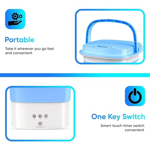 Image of Portable Mini Washing Machine, Foldable 2kg Washing Machine Top Load Fully Automatic Spinner and Dryer, Semi Automatic Bucket Washer for Travel, Baby Clothes (Multicolour)