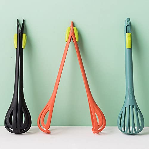 Multifunctional Egg Beater Nylon Food Tongs Manual Egg Whisk Pasta Spaghetti Spoon Kitchen Gadget Mixer Creative Salad Tool(Black) #TOP6