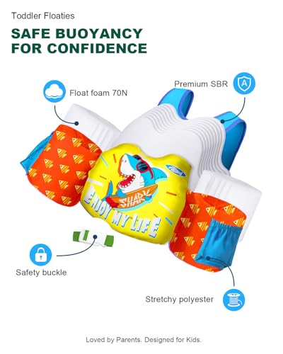 Image of AEOCOO Puddle Float Jumper for Swiming, Toddler Swim Vest for Water Play, Pool Floats with Swimming Arm Floaties Swim Jacket & Water Wings for Kids Swimmies, Boys, Girls, Ninos