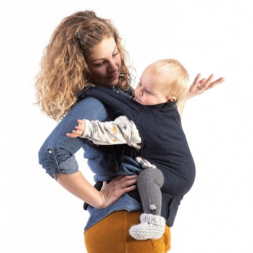 Boba Mochila clássica para carregar bebês – Mochila ou mochila frontal para bebês de 3 kg e crianças de até 20 kg (azul marinho)