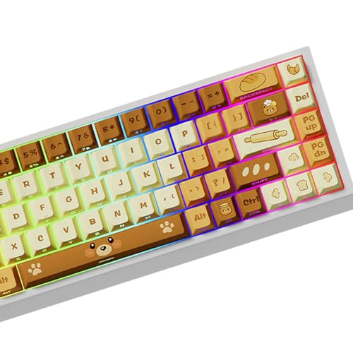 Teclas de teclado mecánico de oso de pan PBT de 74 teclas 6