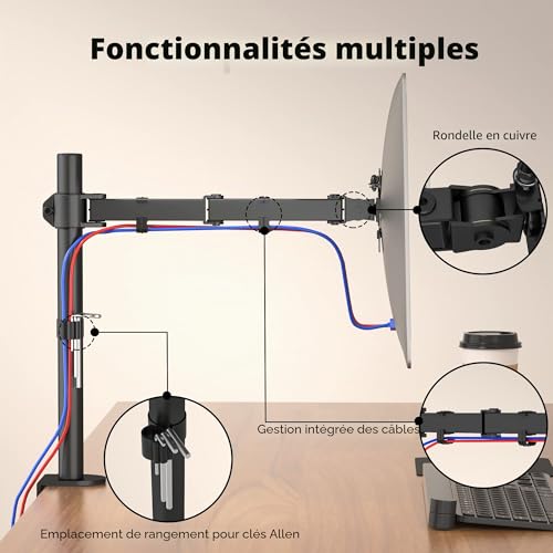 Support ecran PC 13-32 pouces inclinable et pivotant pour moniteur LCD LED VESA 10kg