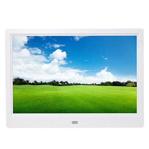 Digitaler Fotorahmen, 10-Zoll-1280 * 800-HD-Bildschirm-Bilderrahmen mit Wecker, Movie Player, Hintergrundmusik, Fernbedienung(220V-Weiß)