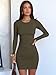 ANRABESS Womens Fall Long Sleeve Short Dress Rib Knit 2025 Fashion Basic Slim Fit Party Cocktail Night Bodycon Mini Dresses Army Green-S
