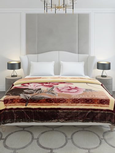 Image of Monte Carlo Double Bed Heavy Winter Blanket Marshal 2 Ply 850 GSM | 4.5 KG (240x220 CM), Brown
