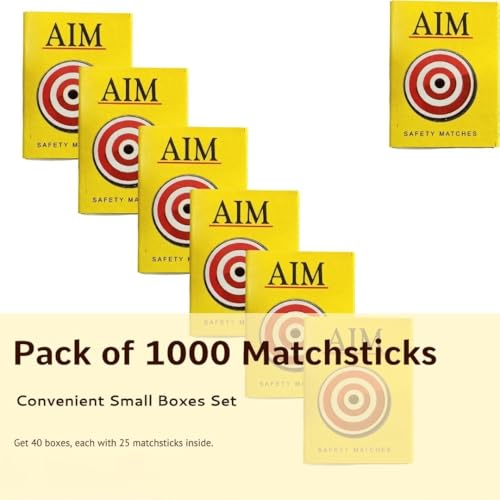 Image of AIM-Pack of 40 Small Boxes Each Contains 25 matchsticks= Total 1000 matchsticks+Pocket Lighter 1 Piece