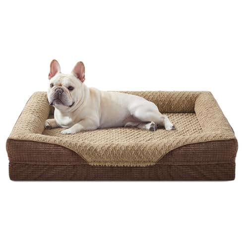 INVENHO Orthopedic Dog Bed Medium Size, Washable Egg-Crate Memory Foam Dog Couch Bed with Washable Removable Cover, Waterproof Lining and Nonskid Bottom