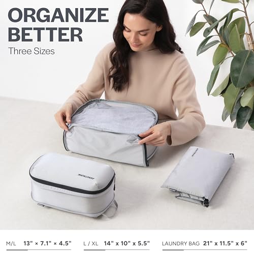 Aerotrunk Ultralight Compression Packing Cubes for Travel, 3-Pack, Grey by Aerotrunk - Used condition - Image 3