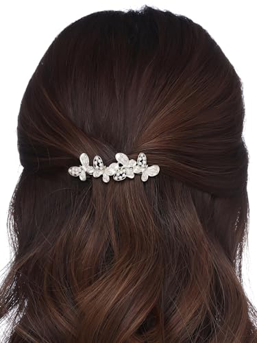 Women's Pearl Butterfly Hair Clip, Elegant Barrette Accessory