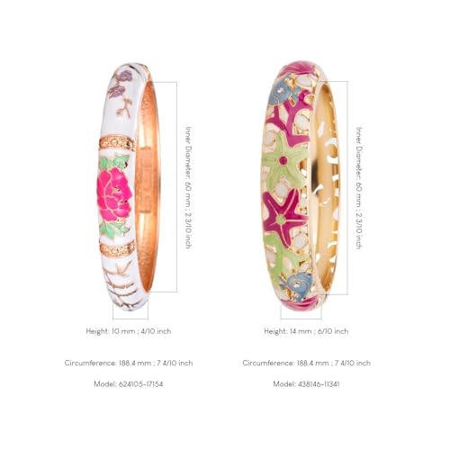 Image of UJOY Vintage Cloisonne Jewelry Handcrafted Bracelets Gorgeous Enameled Flower Plated Cuff Bangles Gifts 88A