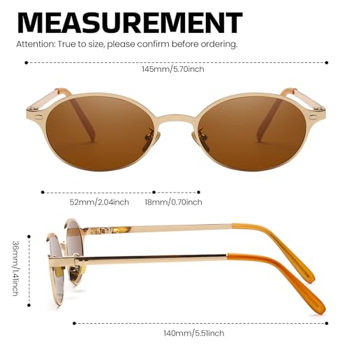 SODQW Trendy Oval Sunglasses for Women Small Gold Frame Fashion Designer Ladies Shades with UV400 Protection4