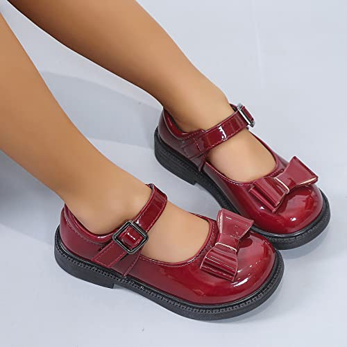 Girls Kids Mary Jane Shoes Bow Rubber Sole Ankle Sandals Baby Childrens School Dress Dance Casual Non Slip Shoes4