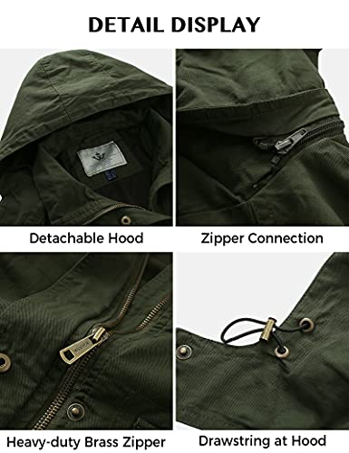 Wenven Women's Military Jacket Spring Lightweight Cotton Anorak (Army Green, L) #TOP5