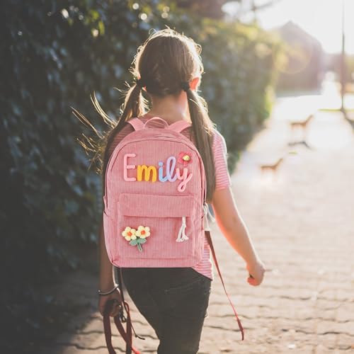 AwayHome Personalized Corduroy Backpack, Custom Cotton Rope Woven Name Backpack, Cute Daypack Casual Travel Bag for Women Men2