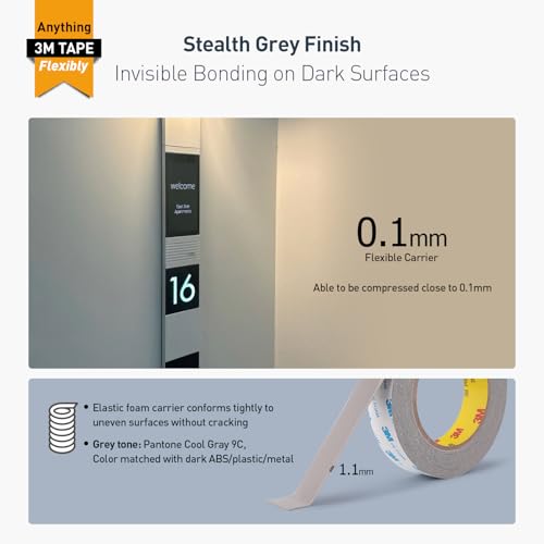 Image of Double Sided Tape Gray Foam Tape Heavy Duty 3 /4 inch x 18Ft Made of 3M Mounting Tape Joining Foam Strips for Banners Posters Alarms Window Shades Trims and Other Home Office or Industrial Use (Pack of 2)