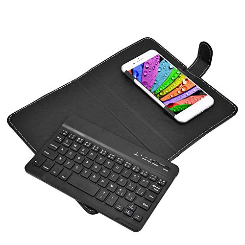 Wireless Bluetooth Keyboard For Phone, Mini Portable Bluetooth Keyboard With A Protective Case Foldable Keyboard For Width Of 6 9.5Cm Bluetooth Cell Phone(Black) #TOP1