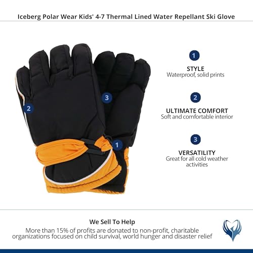 Image of Kids' 4-7 Years Thermal Lined Water Repellant Ski Gloves by Iceberg Polar Wear