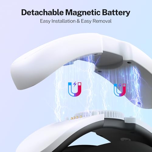 Image of YOGES 10000mAh Battery Head Strap Compatible with Meta Quest 3S & Quest 3, Detachable Magnetic Battery, Rechargeable Headstrap to Extend Playtime for VR Headset Compatible with Meta Quest 3S
