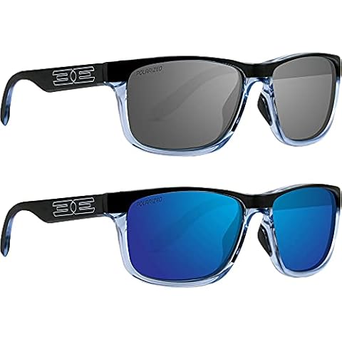 Epoch Eyewear Delta Sunglasses 2 Pair Crystal Blue Black Frame Smoke Lens Blue Mirror Lens Cover