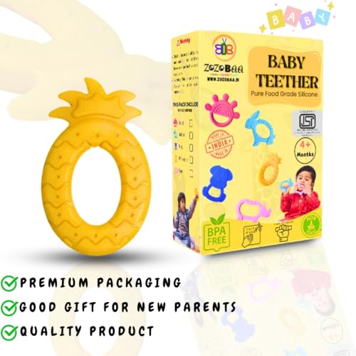 Image of Pineapple Shape Soft Silicone Teether for Baby Gums, Teething Toys for Babies, BPA Free, Pain-Relief, Non-Toxic, 100% Food Grade, Soothing & Smooth Edges Easy to Grasp Chewable- (Pack of 1)