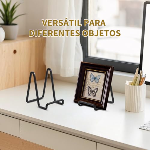 Miniatura 6 de Soporte Platos Mesa Caballete Expositor - 2 Piezas Soportes Para Platos Decorativos - Soporte De Placa Para Exhibicion - Caballetes De Hierro Negro Para Marcos De Fotos Libros Arte - 4,5 Pulgadas