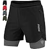RDX Men’s Running Shorts, 2 in 1 Athletic Breathable Short Compression Liner, 2 Zipper and 2 Phone Pockets, Lightweight Quick Drying Elastic Shorts for Sports Workout Jogging Cycling Gym Bodybuilding