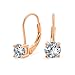 Produktbild Brillante Schnitt 1Ct Cz Solitär Leverback Drop Ohrringe Für Frauen Zirkonia Rose Vergoldet 925 Sterling Silber