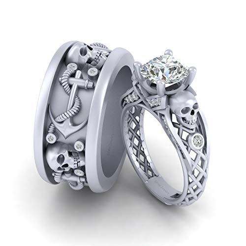 Alliance de mariage gothique en argent massif 925, le cadeau de fiançailles idéal