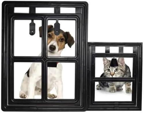 Puerta batiente de seguridad para mascotas con cerradura integrada, marco blanco universal 6