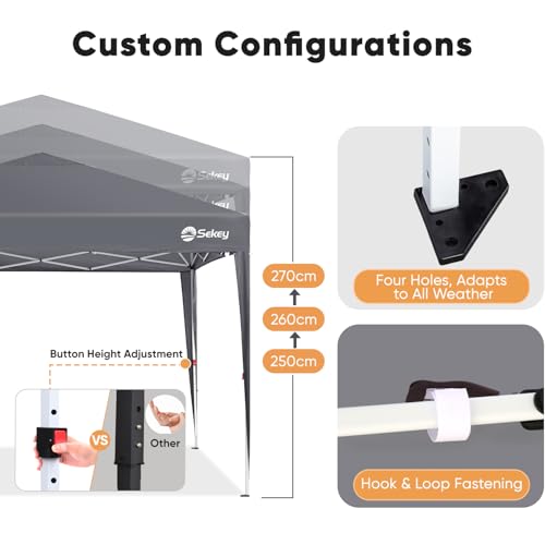 Sekey 3m x 3m One-Touch Pop Up Gazebo with Sides โ Instant Setup, Heavy Duty & Waterproof 1000mm, Includes 4 Weight Bags for Extra Stability โ Perfect for Outdoor Events, (Grey, 3 x 3 with Sides) 4 Sekey 3m x 3m One-Touch Pop Up Gazebo with Sides โ Instant Setup, Heavy Duty & Waterproof 1000mm, Includes 4 Weight Bags for Extra Stability โ Perfect for Outdoor Events, (Grey, 3 x 3 with Sides) - Image 4
