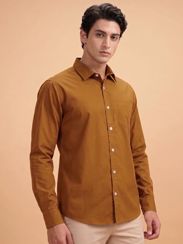 Image of Cozytton Men's Pure Cotton Solid Stylish Casual & Formal Wear Shirt | Stylish Regular Fit Full Sleeve Comfortable Office Party Trendy Shirt - Multi Color