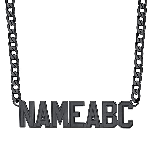 Custom4U Personalized Cuban Link Chain for Men Women, Silver/Black/Gold Plated Stainless Steel Cuban Chain Names Necklace, Customized Gift for Men(with Gift Box) C-01-Silver 18 Inches