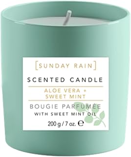 Aloe Vera & Sweet Mint Soy Candle, with Aromatherapy Oils, Up to 40 Hours Burn Time, Refreshing & Calming Fragrance, 265g