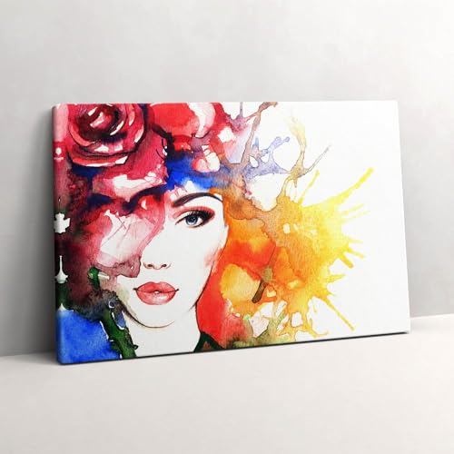 Portrait coloré d'une femme sur toile pour salon moderne 60x40