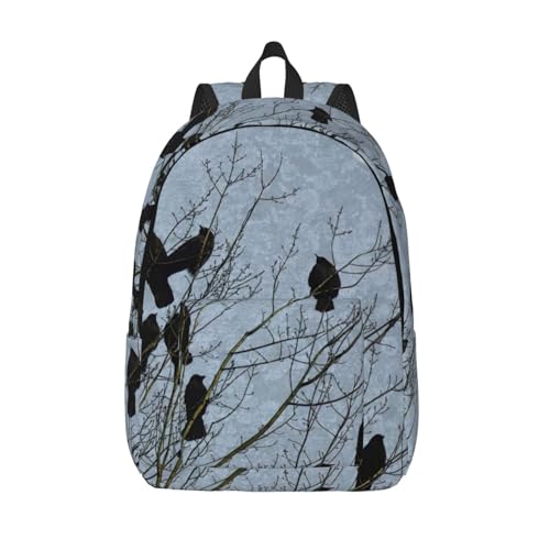 Sac à dos de voyage EdWal anti-usure imprimé corbeau noir pour bagage cabine