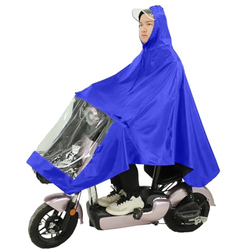 Motorcycle Rain Poncho Water Prevent Lightweight Electric Bike Oxford Cloth Adult Raincoat (Blue)2